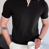 Męska Koszulka Polo z Kontrastowymi Detalami | Krótki Rękaw | Elegancki Codzienny Styl