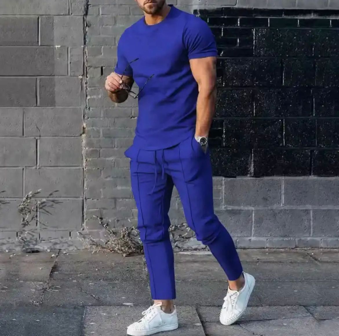 Igor | Męski zestaw casualowy slim fit z T-shirtem i spodniami