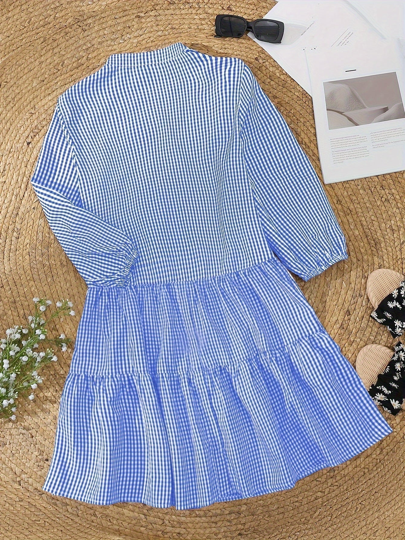 Geruite Mini Jurk met V-hals voor Dames