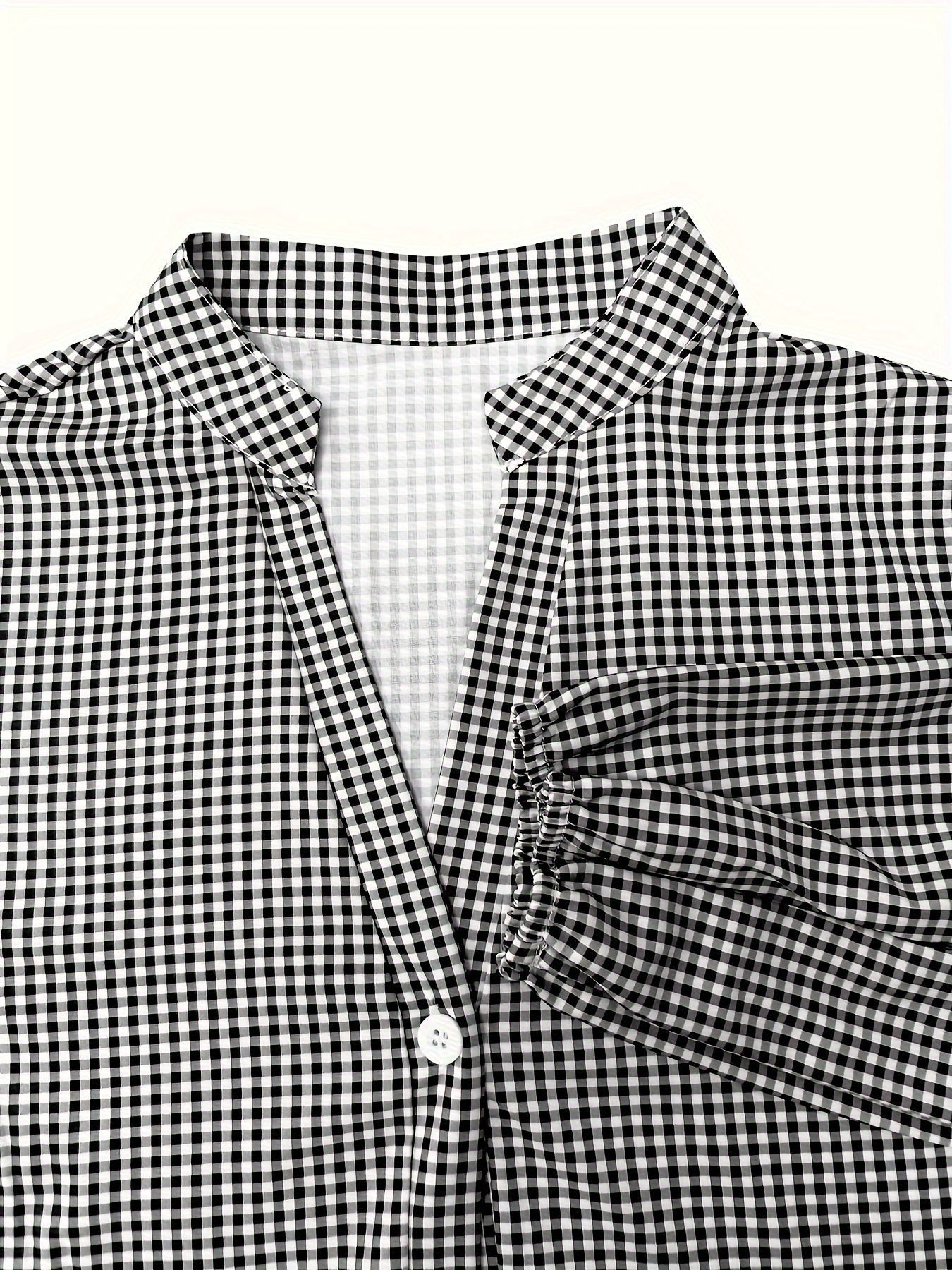 Geruite Mini Jurk met V-hals voor Dames