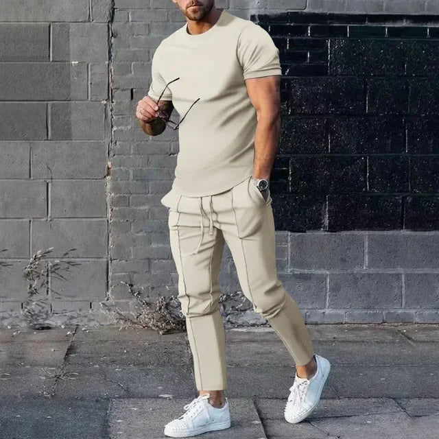 Igor | Męski zestaw casualowy slim fit z T-shirtem i spodniami