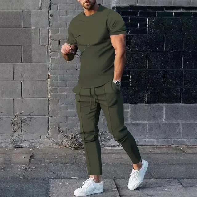 Igor | Męski zestaw casualowy slim fit z T-shirtem i spodniami