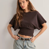 Celine | Oversize damski top z krótkim rękawem