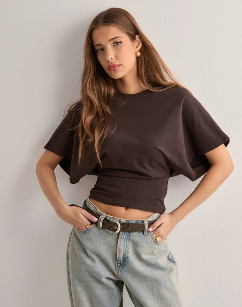 Celine | Oversize damski top z krótkim rękawem