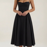Odette | Elegancka sukienka midi z rozkloszowanym dołem i gorsetem
