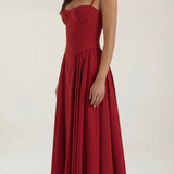 Odette | Elegancka sukienka midi z rozkloszowanym dołem i gorsetem
