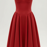 Odette | Elegancka sukienka midi z rozkloszowanym dołem i gorsetem