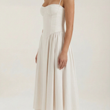 Odette | Elegancka sukienka midi z rozkloszowanym dołem i gorsetem