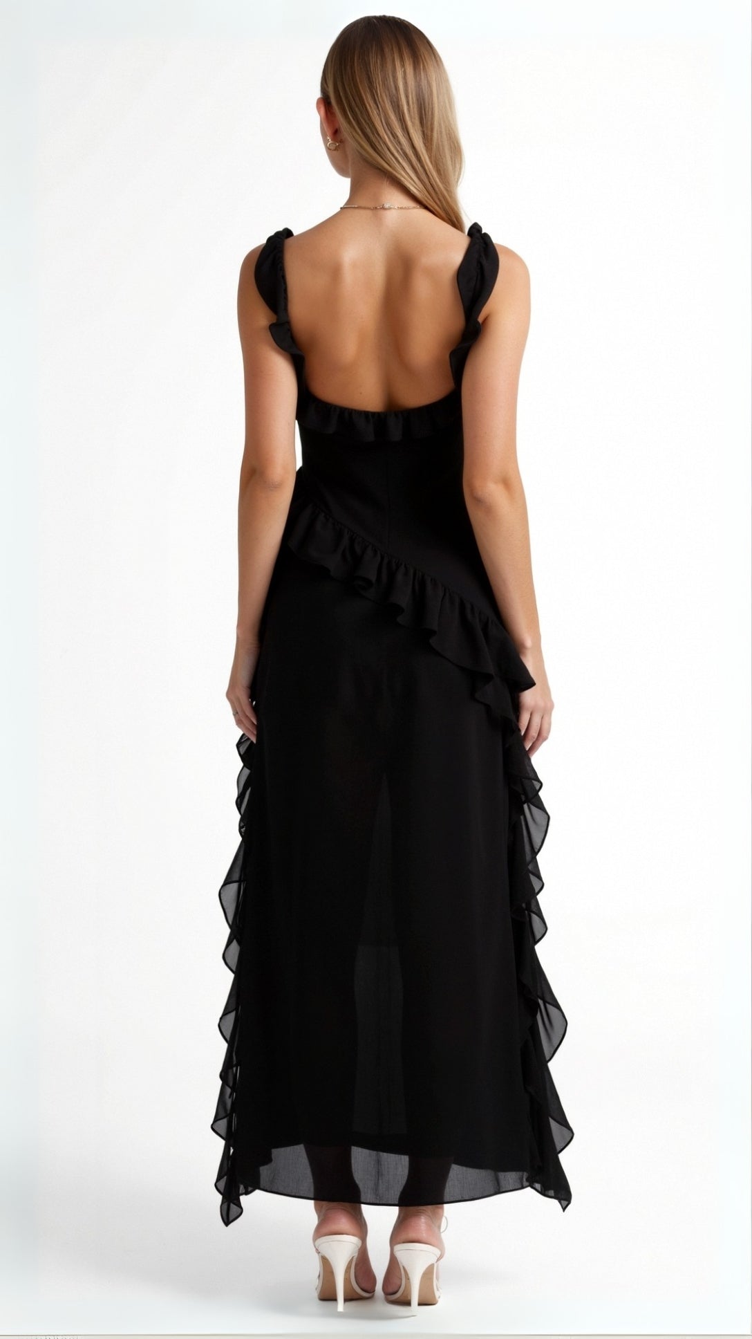 Elavira | Elegancka Sukienka Maxi z Falbankami