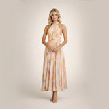 Sandra | Elegancka akwarelowa sukienka maxi na lato